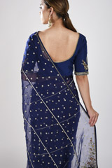 Blue Organza Saree Set_SUB0535