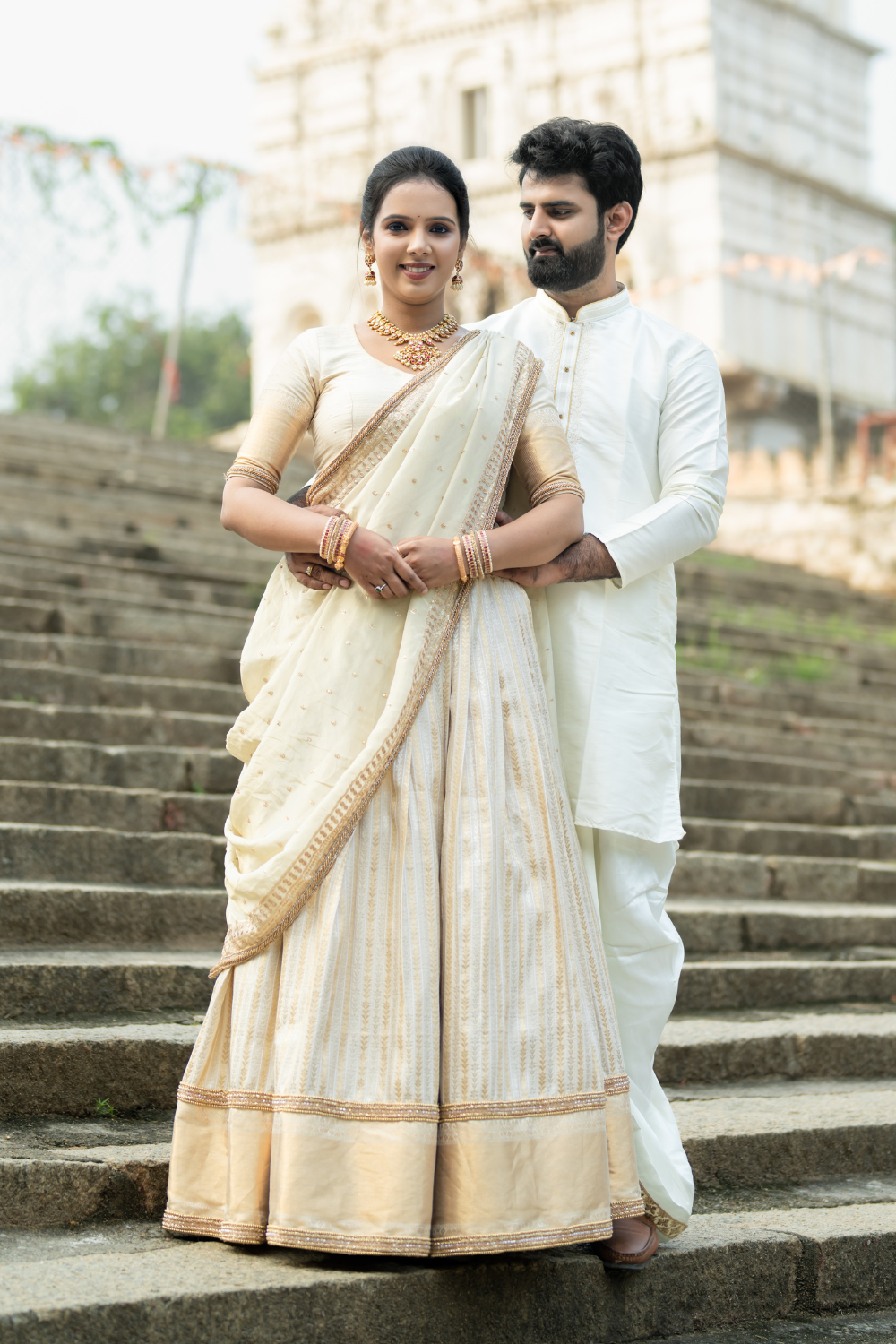 Beige Gold Lehenga With Sequins Beads And Thread Work Embellishment