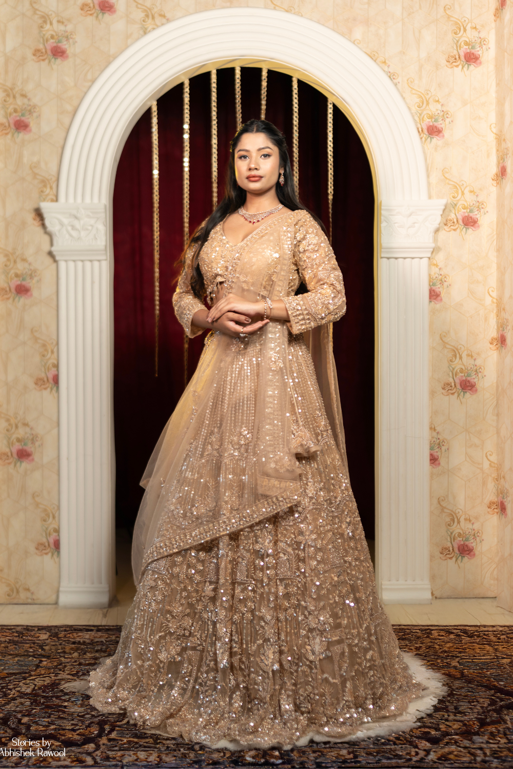 Soft Golden Beige Lehenga With Sequins Beads Thread Work Embellishment11