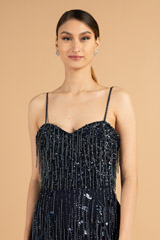 Navy Blue Beaded Tassel GownDSC01502