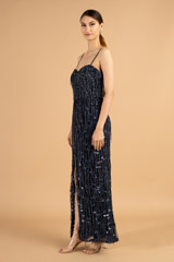 Navy Blue Beaded Tassel GownDSC01506