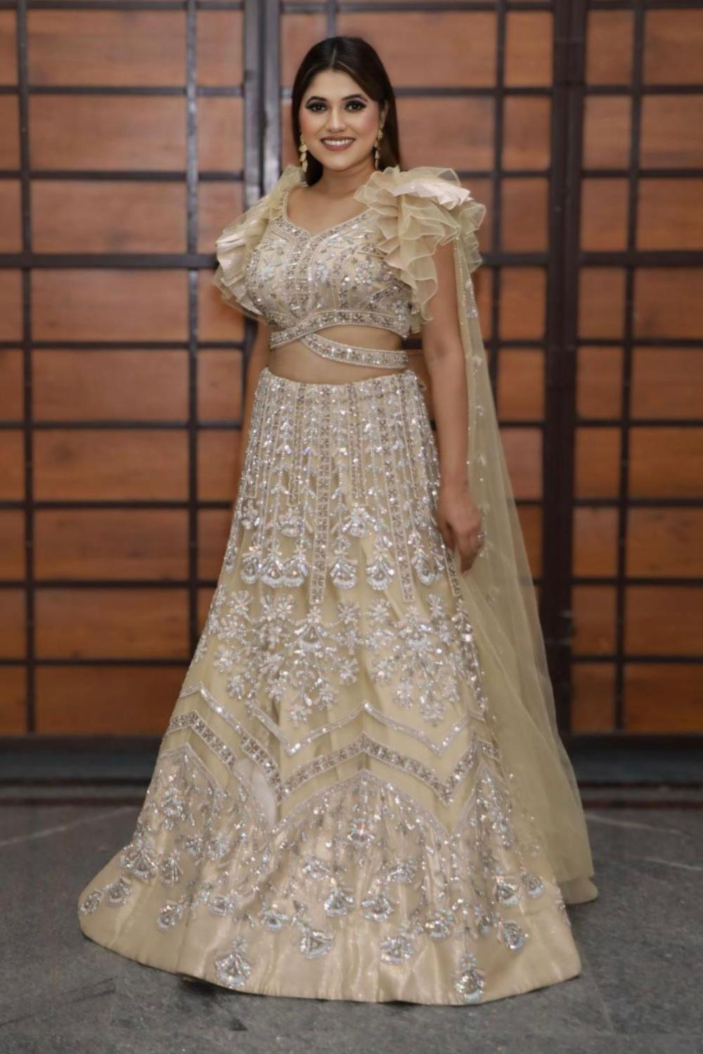 Beige Embellished Lehenga Set1