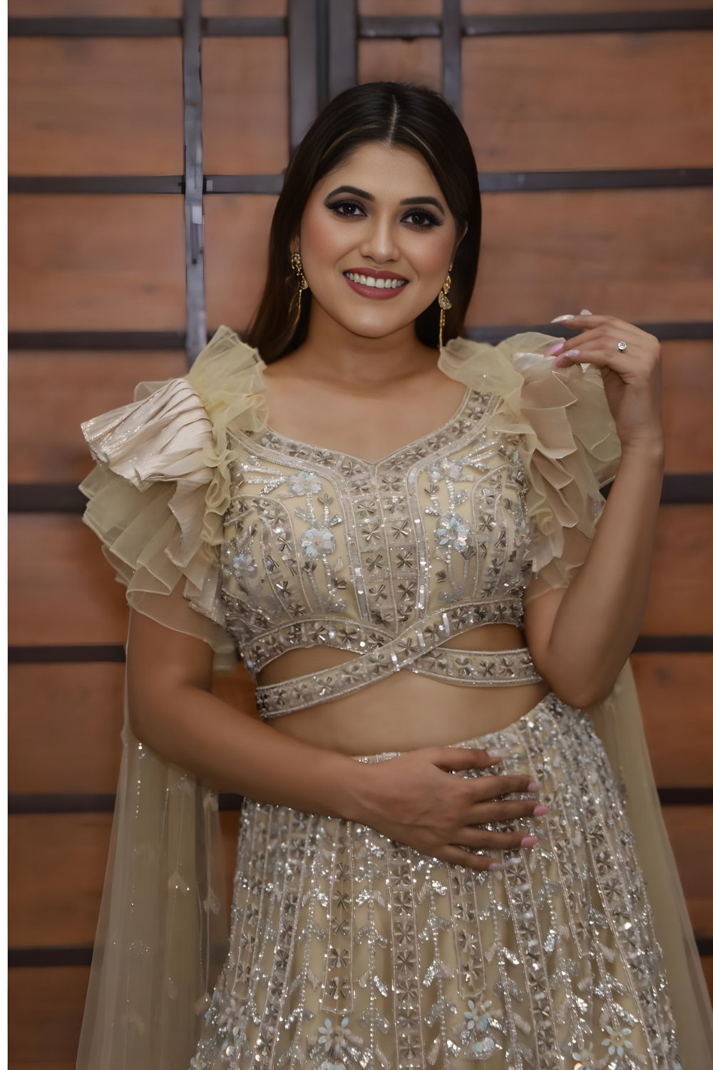 Beige Embellished Lehenga Set2