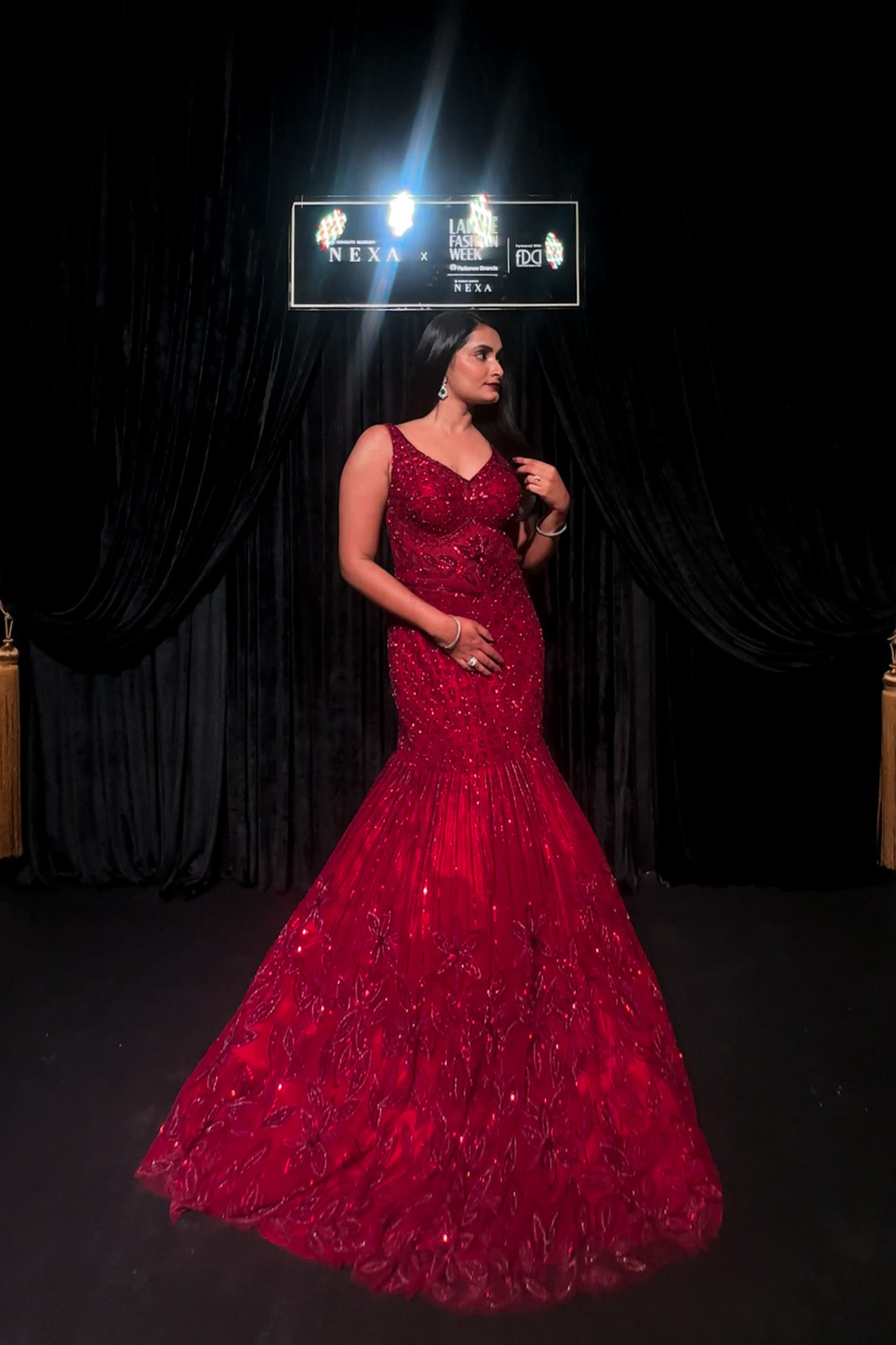 Ruby Sequin Bead Work Embellished Fishcut Gown2