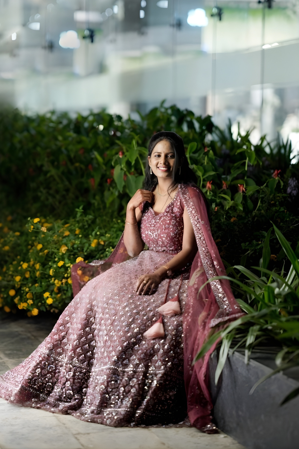Rosewood Shimmer Embroidered Bridal Lehenga2
