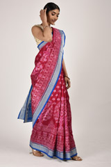 Magenta Sambalpuri Ikat Silk Saree