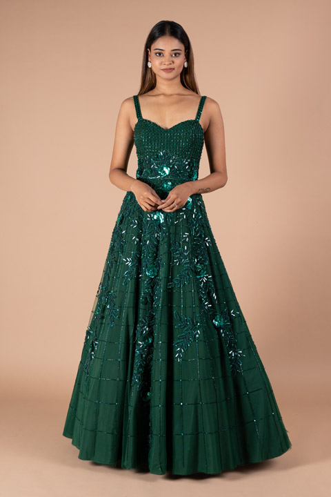 Emerald Strapped Gown