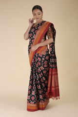 Black Ikkat Silk Saree