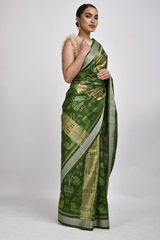 Green Handwoven Ikat Saree_DSC4135