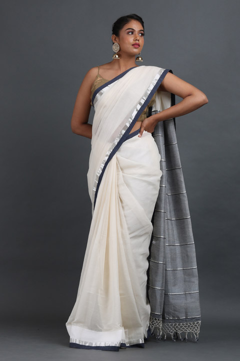 Cream Tissue Saree