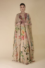 Beige Printed Lehenga_DTR2937