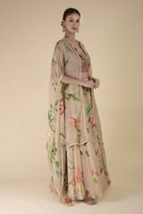 Beige Printed Lehenga_DTR2938