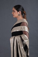 Black Sequins Stripes SareeIMG_9656