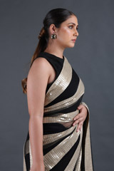 Black Sequins Stripes SareeIMG_9657
