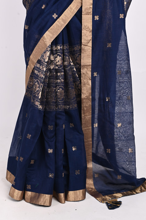Indigo Chanderi SareeDSC_3846