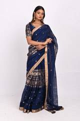 Indigo Chanderi SareeDSC_3858