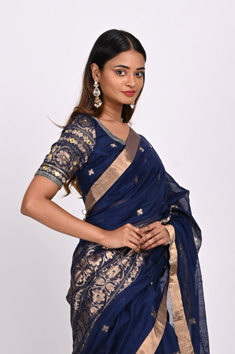 Indigo Chanderi SareeDSC_3861