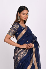 Indigo Chanderi SareeDSC_3861