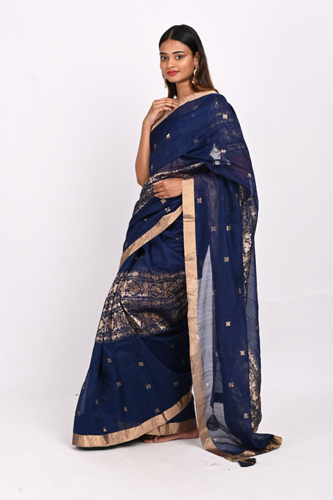 Indigo Chanderi SareeDSC_3863
