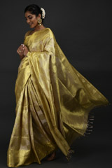 Cream Golden Silk Saree_DSC5133