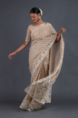 Beige Sequins Saree