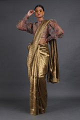 Gold Metallic Silk Saree1123_video