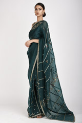 Green Organza Saree Set_SUB0490