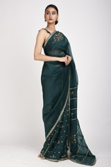 Green Organza Saree Set_SUB0491