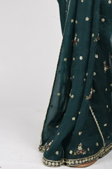 Green Organza Saree Set_SUB0496