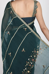 Green Organza Saree Set_SUB0503