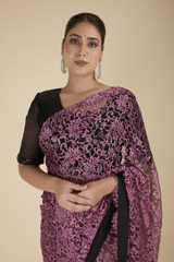 Purple Lace Saree_DTR1758