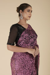 Purple Lace Saree_DTR1760