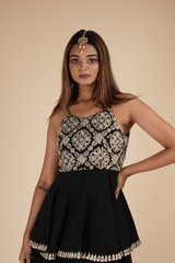Black Peplum Georgette Top Bottom SetDSC09728