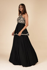 Black Peplum Georgette Top Bottom SetDSC09730