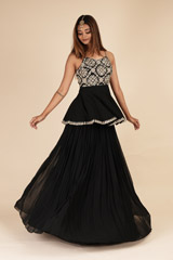 Black Peplum Georgette Top Bottom SetDSC09733