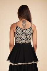 Black Peplum Georgette Top Bottom SetDSC09734