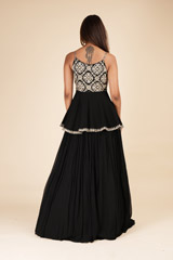 Black Peplum Georgette Top Bottom SetDSC09735
