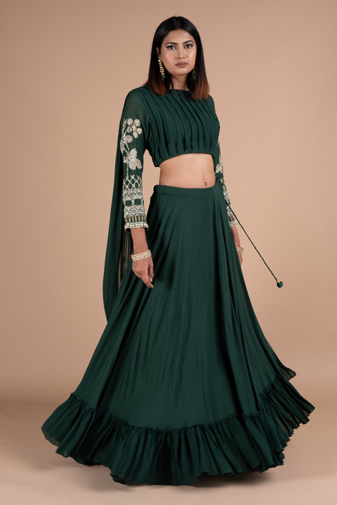 Teal Green Georgette Anarkali Gown