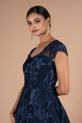 3D floral Blue GownDSC06609