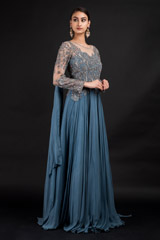 Grey 3D Leaves Gown_DSC3655-Edit