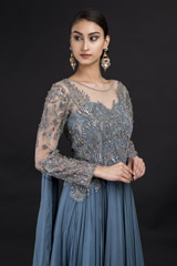 Grey 3D Leaves Gown_DSC3656-Edit