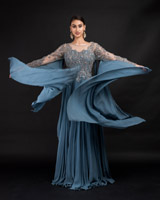 Grey 3D Leaves Gown_DSC3660