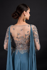 Grey 3D Leaves Gown_DSC3663