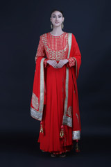 Krishna Red Silk Kalidhaar Set1140_video