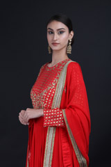 Krishna Red Silk Kalidhaar SetIMG_0109