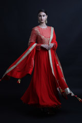 Krishna Red Silk Kalidhaar SetIMG_0113