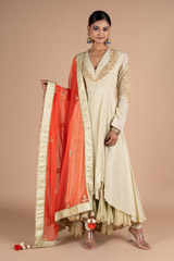 Antique Jade Assymetric Anarkali