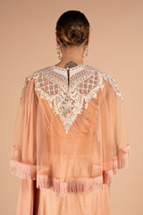 Peach Tulle And Georgette Saree GownDSC06661