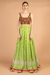 Green Embroidered LehengaDSC09001