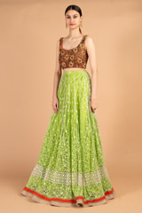 Green Embroidered LehengaDSC09004